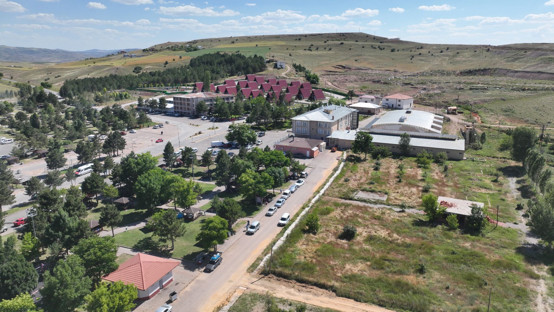 Scenic aerial shot showcasing rural architecture and landscape in Sivas, Turkey. — Get Started with Playing Bandar To